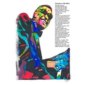Ray Charles Georgia on My Mind Soul Piano Music Poster Print Wall Art 18x24